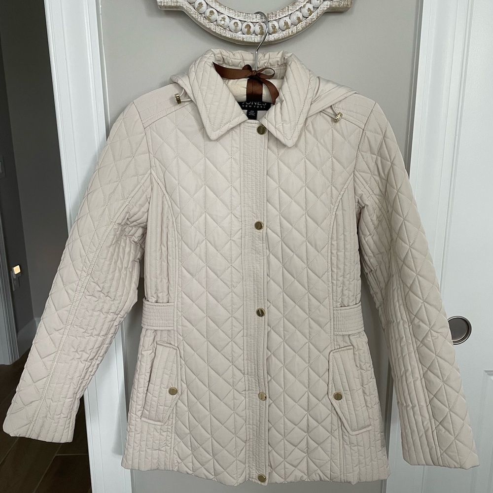 Jones New York Petite Small Cream Ivory Quilted Jacket